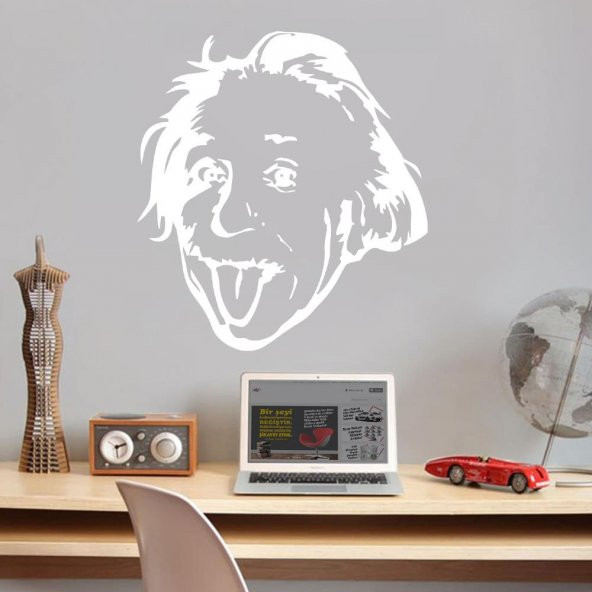 Teorik Fizikçi Albert Einstein Silüeti Dekoratif Genç Odası Duvar Sticker, Çıkartma - 2