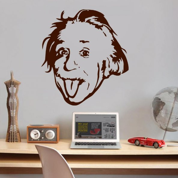 Teorik Fizikçi Albert Einstein Silüeti Dekoratif Genç Odası Duvar Sticker, Çıkartma - 3