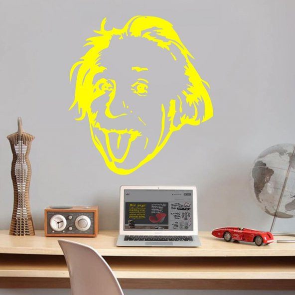 Teorik Fizikçi Albert Einstein Silüeti Dekoratif Genç Odası Duvar Sticker, Çıkartma - 7