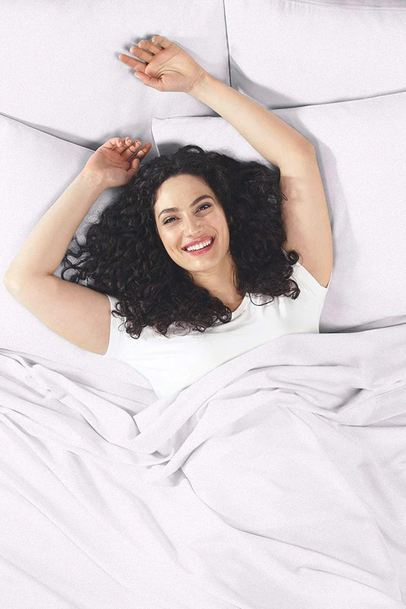 Çift Kişilik %100 Pamuklu Penye Lastikli Çarşaf | Beyaz - 3