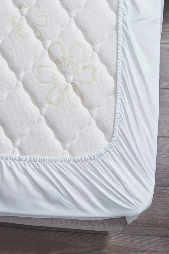 Çift Kişilik %100 Pamuklu Penye Lastikli Çarşaf | Beyaz - 5