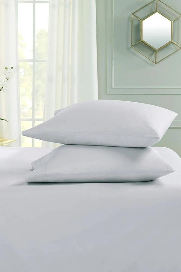 Çift Kişilik %100 Pamuklu Penye Lastikli Çarşaf | Beyaz - 6