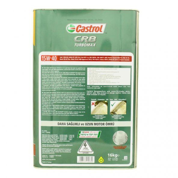 Castrol CRB Turbomax 15W-40 CI-4/E7 16 Kg Ağır Vasıta Motor Yağı - 4