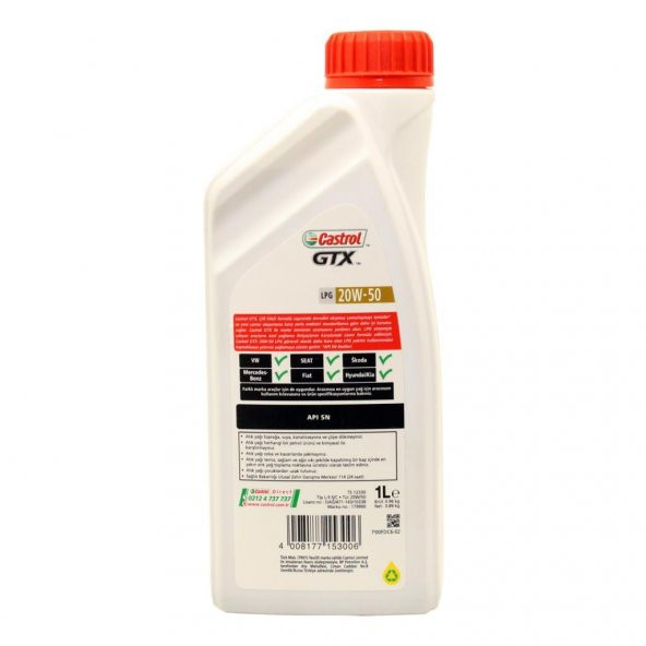 Castrol GTX LPG 20W-50 1 Lt LPGli Araç Motor Yağı - 4