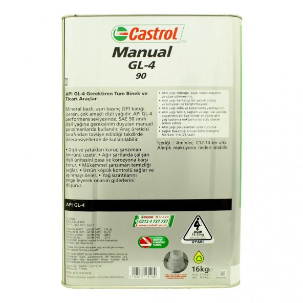 Castrol Manual 90 16 Kg GL-4 Şanzıman ve Diferansiyel Yağı - 3