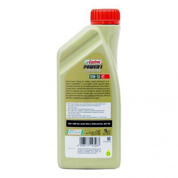 Castrol Power 1 Racing 10W-50 4T 1 Lt Motosiklet Yağı - Resim 4