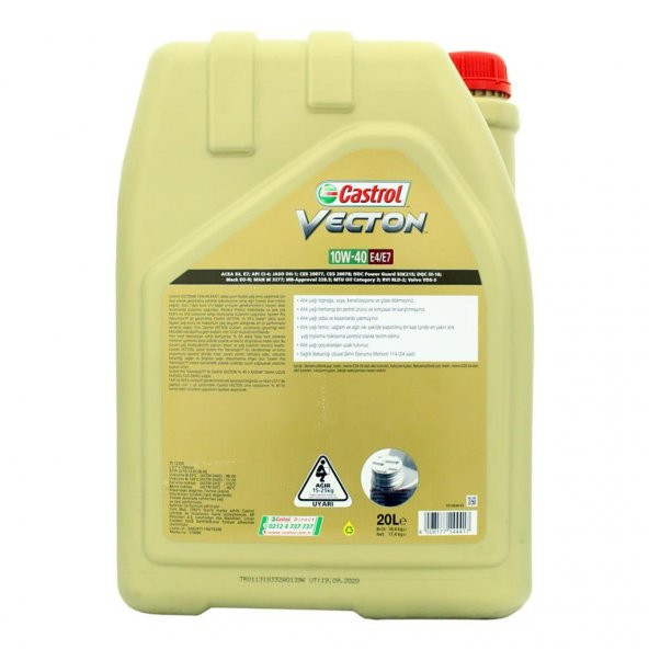 Castrol Vecton 10W-40 E4/E7 20 Lt Tam Sentetik Motor Yağı - 2