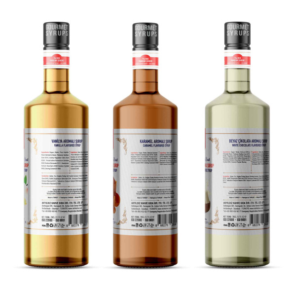 Nish Vanilya Karamel Beyaz Çikolata Şurupları 3 x 700 ml - 2