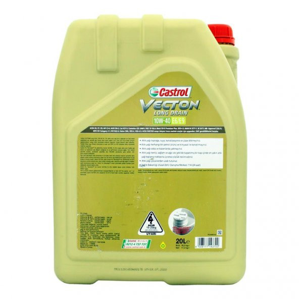 Castrol Vecton Long Drain 10W-40 E6/E9 20 Lt DPFli Araçlar İçin - 2