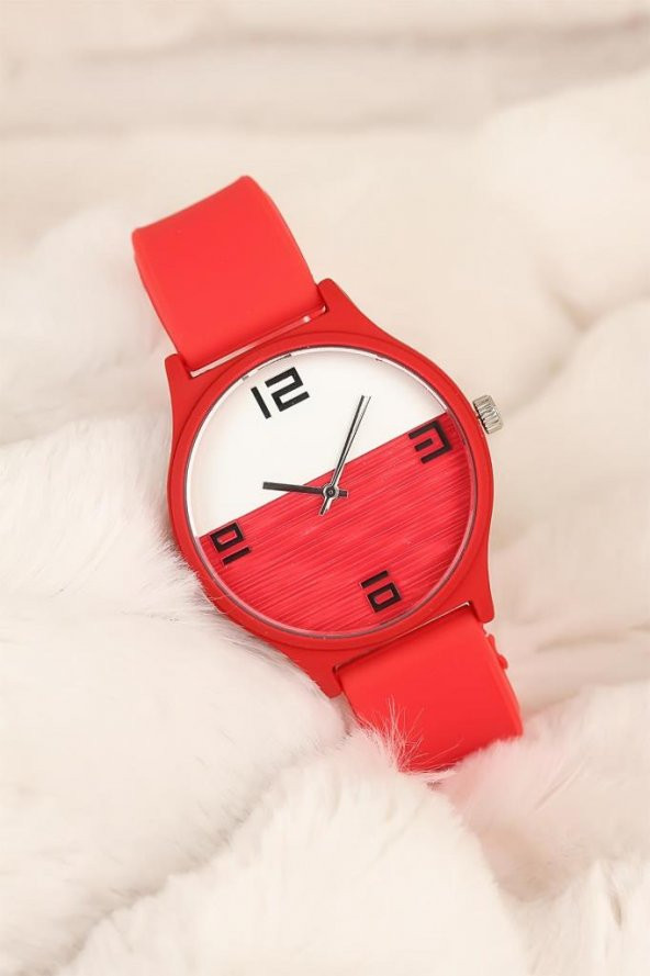 Kırmızı Renk Silikon Bayan Saat