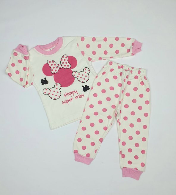 Kız Bebek Miki Mouselu Pijama Takımı 1-3 Yaş Pembe - C70840-17