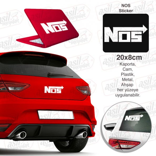 NOS Logo Beyaz Sticker, Araba, Oto, Etiket, Tuning, Aksesuar, Modifiye, Arma, - 1