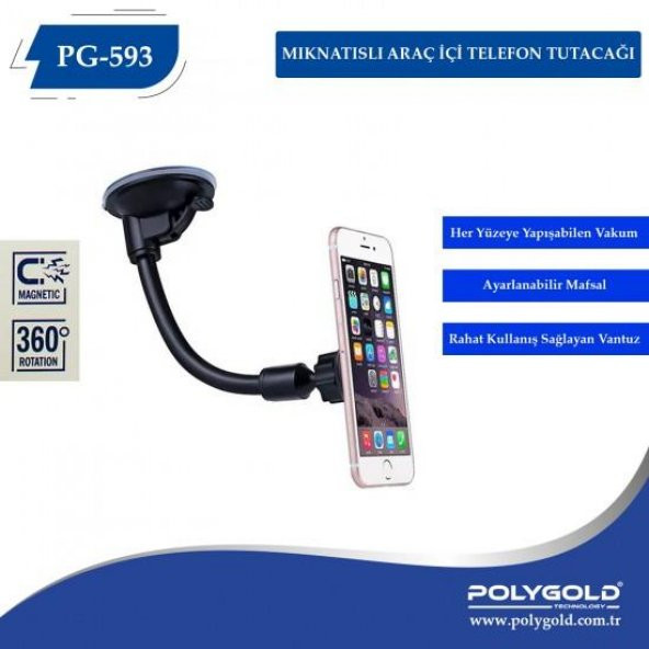 Polygold PG-593 Manyetik 360 Araç Telefon Tutucu