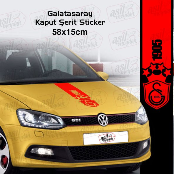 Gs 1905 Galatasaray Kaput Şerit Kırmızı Sticker Oto Etiket, Araç Çıkartma, Tuning, Modifiye, Arma