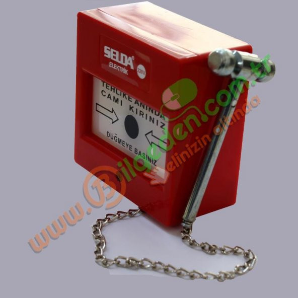 Yangın Alarm İhbar İkaz Butonu Alarm Butonu Çekiçli - Resim 3