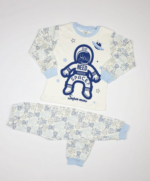 Erkek Bebek Astronot Modelli Pijama Takımı 4-6 Yaş Lacivert - C66748-7