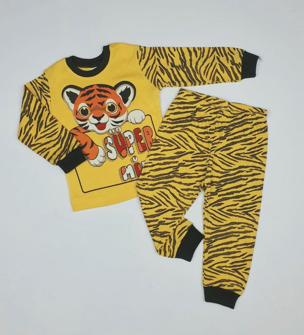 Erkek Bebek Aslanlı Pijama Takımı 1-3 Yaş Sarı - C70840-12