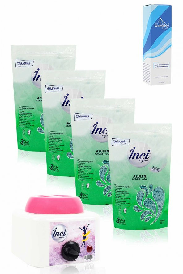 İnci Ağda 4 Paket - Azulen Hassas Ciltler İçin + Ağda Makinesi + Tüy Azaltıcı Sprey - 2