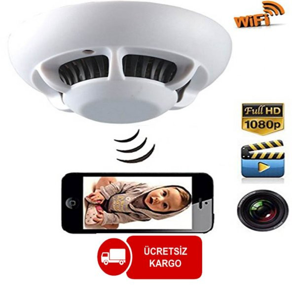 Cep Telefondan Uzaktan izlemeli 1080P HD Duman Dedektörü WiFi Kamera