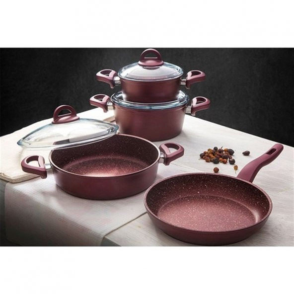 Emsan Premium Granit 7 Parça Tencere Takımı Marsala - 1