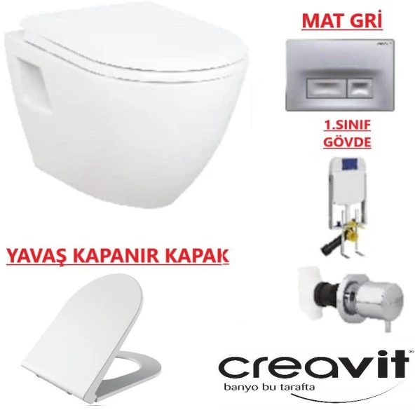 Creavit GR5001-Tp325 Gömme Rezervuar Seti 5 Lİ SET YAVAŞ KAPAK - MAT BUTON - 7