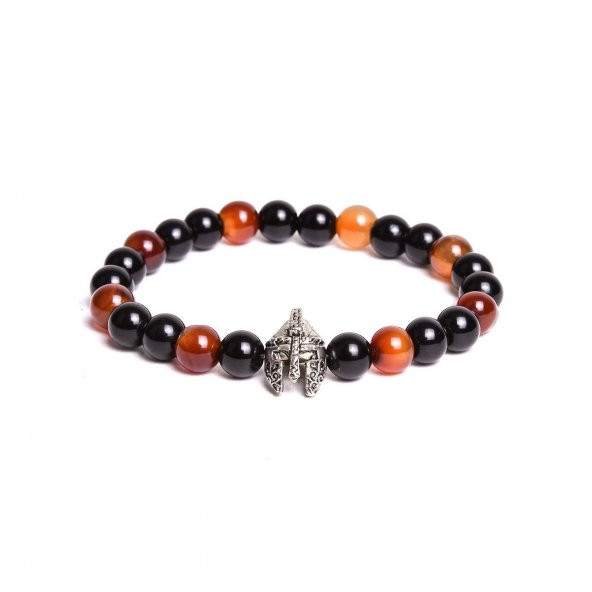 JTKB19016 JANTİ 2 Lİ KOMBİN DOĞAL TAŞ ve DERİ BİLEKLİK MİĞFER FİGÜRLÜ - 2