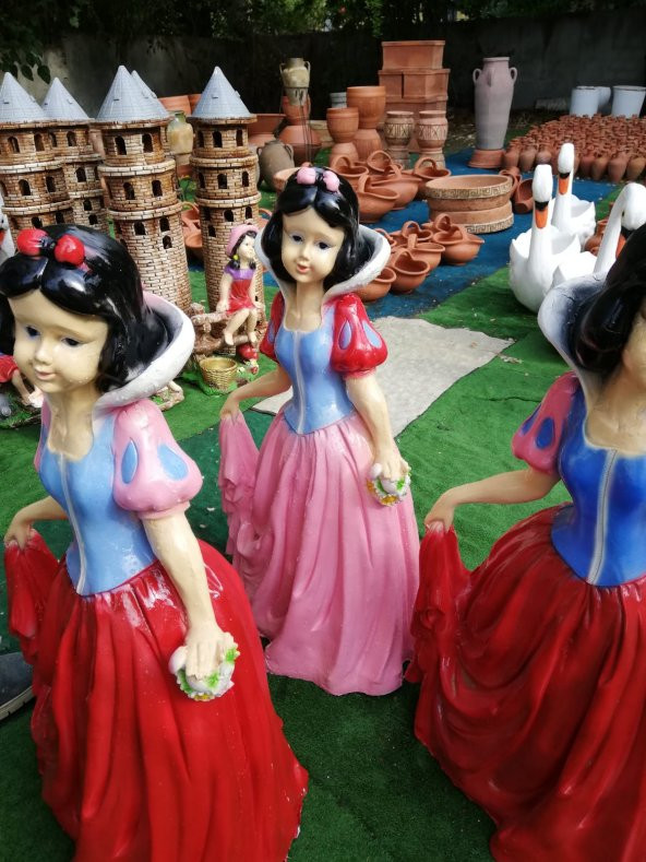 Kırmızı Etekli Pamuk Prenses Ev Bahçe Heykel Biblo - 2