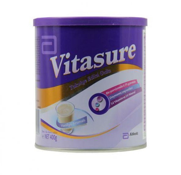 Vitasure Takviye Edici Gıda Vanilya Aromalı  400 Gr. SKT: 18.09.2020