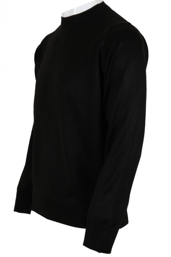 Erkek Kazak Klasik Normal Kesim Yünlü RAR00498 Siyah - 3