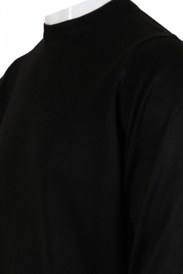 Erkek Kazak Klasik Normal Kesim Yünlü RAR00498 Siyah - 4