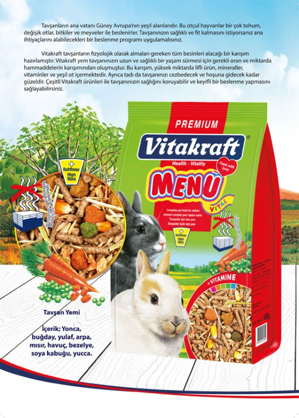 Vitakraft Menü Tavşan Yemi 1000 gr Skt : 03/2026 - 2