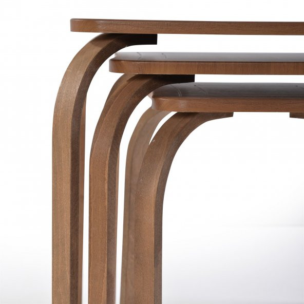 Zigon Sehpa Ahşap Ayak Yan Sehpa Masa Orta Ceviz KR MEB - Resim 4