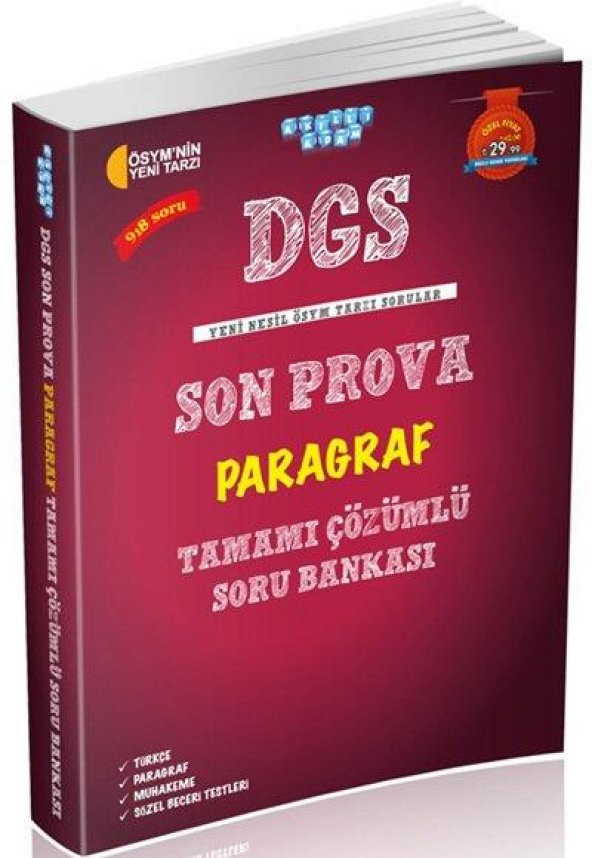 DGS Son Prova Paragraf Tamamı Çözümlü Soru Bankası Akıllı Adam Yayınları