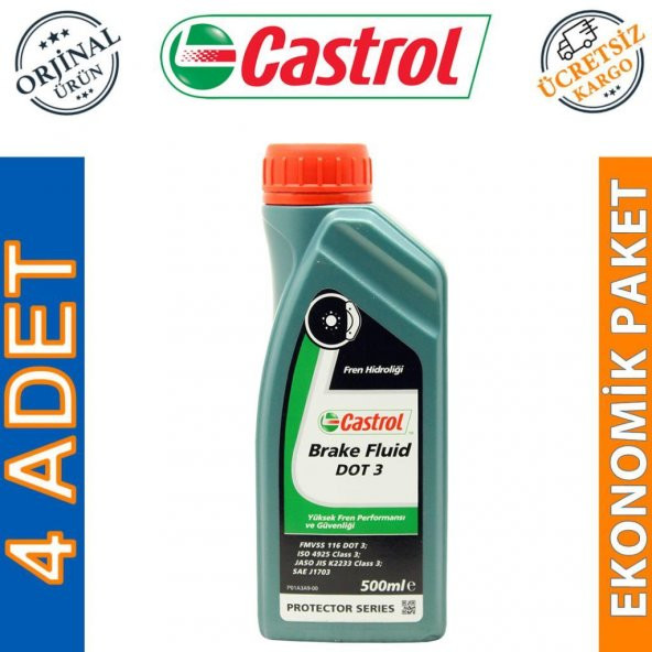Castrol Brake Fluid DOT 3 500 ML Fren Hidrolik Sıvısı (4 Adet) ürün görseli