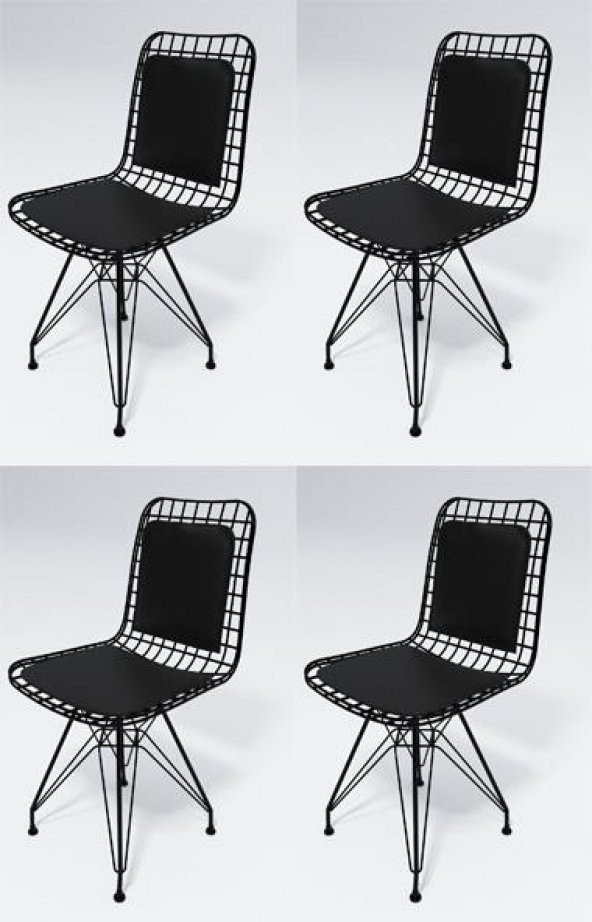 Knsz kafes tel sandalyesi 4 lü mazlum syhsyh sırt minderli ofis cafe bahçe mutfak
