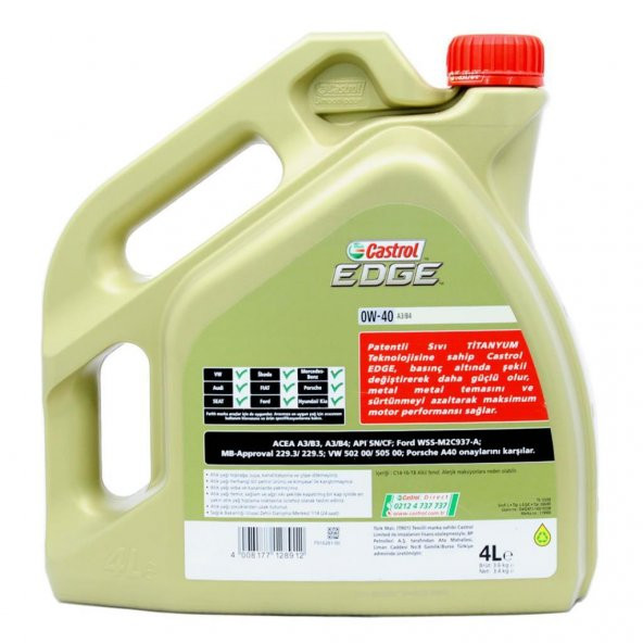 Castrol Edge Titanium 0W-40 4 Lt Tam Sentetik Motor Yağı (2 Adet) - 4