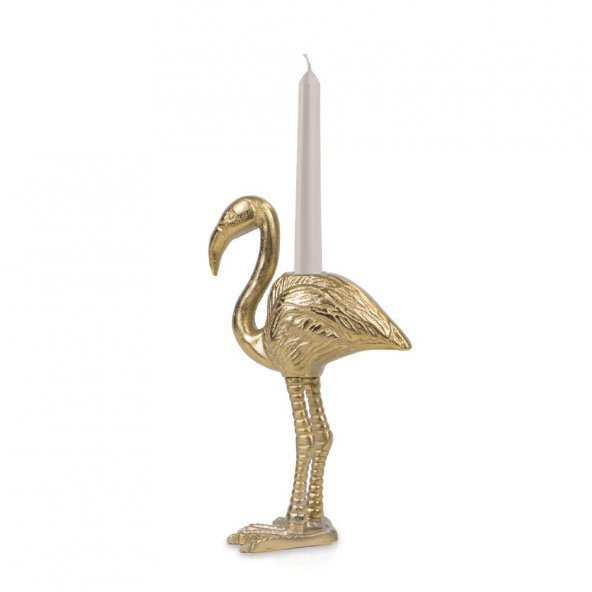 Şamdan Mumluk Flamingo Figür Dekoratif Obje Gold
