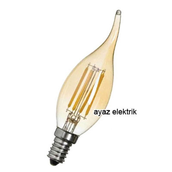 Dekoratif Rustik Kıvrık Led Mum Ampul 4 Watt E14 Duy