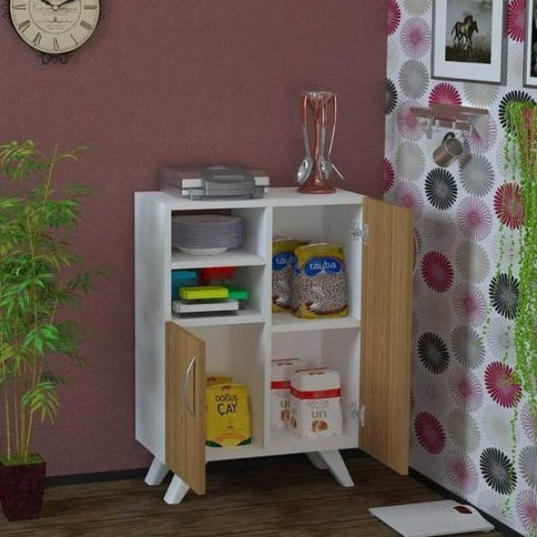 BMdekor Çok Amaçlı Dolap Esse Beyaz Teak - 2