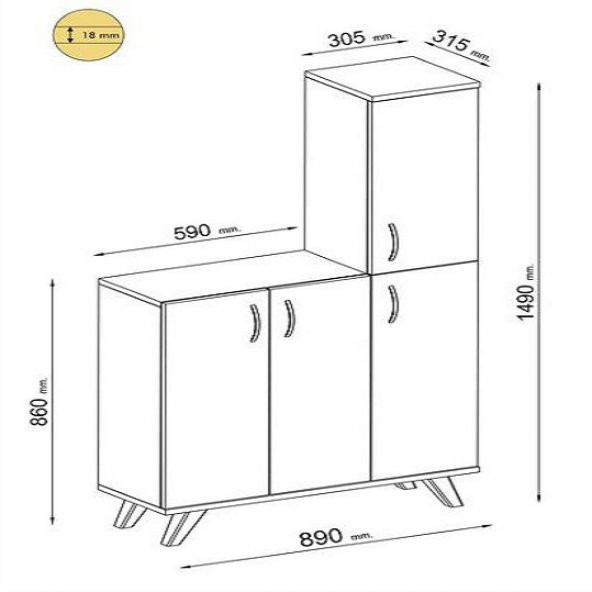 BMdekor Çok Amaçlı Dolap Raks Beyaz - 3