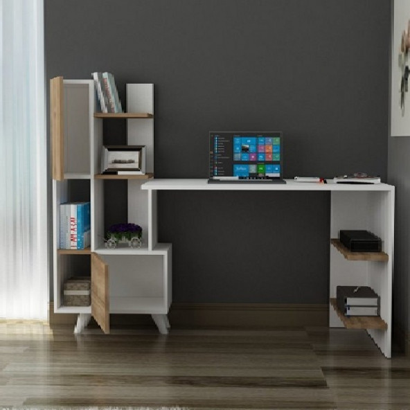 BMdekor Çalışma Masası Artema Beyaz Ceviz - 4
