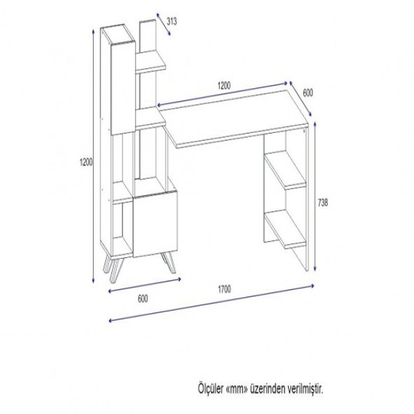 BMdekor Çalışma Masası Artema Beyaz Ceviz - 5