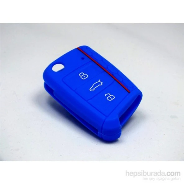 Skoda Fabia Octavia Superb Rapid Silikon Anahtar Kılıfı Mavi - Resim 2