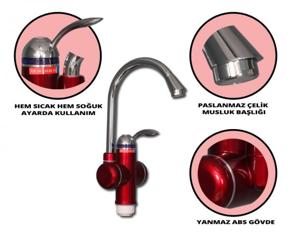 Elektrikli Sıcak Musluk Ani Su Isıtıcı Termal Şofben Musluk ASG-1K - 3