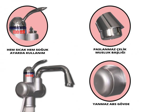 Elektrikli Sıcak Musluk Ani Su Isıtıcı Termal Şofben Musluk ASG-2S - 2