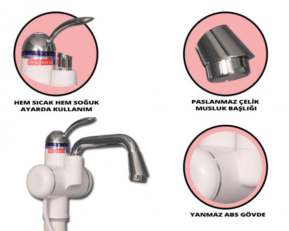Elektrikli Sıcak Musluk Ani Su Isıtıcı Termal Şofben Musluk ASG-2B - 3