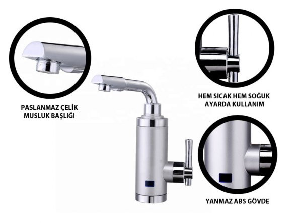 Elektrikli Sıcak Musluk Ani Su Isıtıcı Termal Şofben Musluk ASG-5S - 3