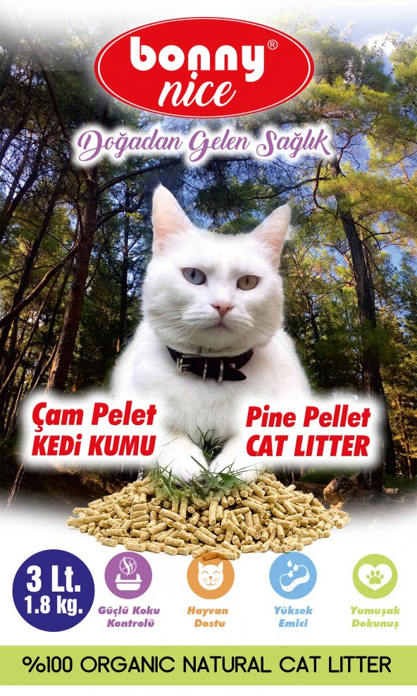 Bonny Nice Doğal Çam Pelet Kedi Kumu 2 kg 4 l