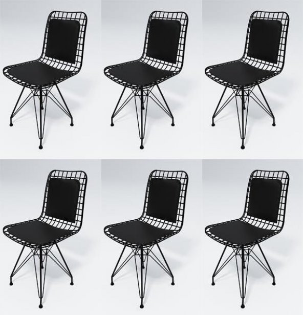 Knsz kafes tel sandalyesi 6 lı mazlum syhsyh sırt minderli ofis cafe bahçe mutfak