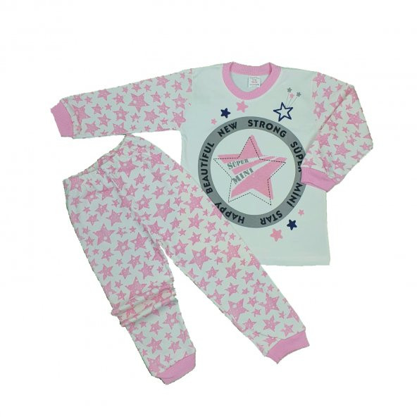 Kız Bebek Yıldız Modelli Pijama Takımı 4-6 Yaş Pembe - C66748-14